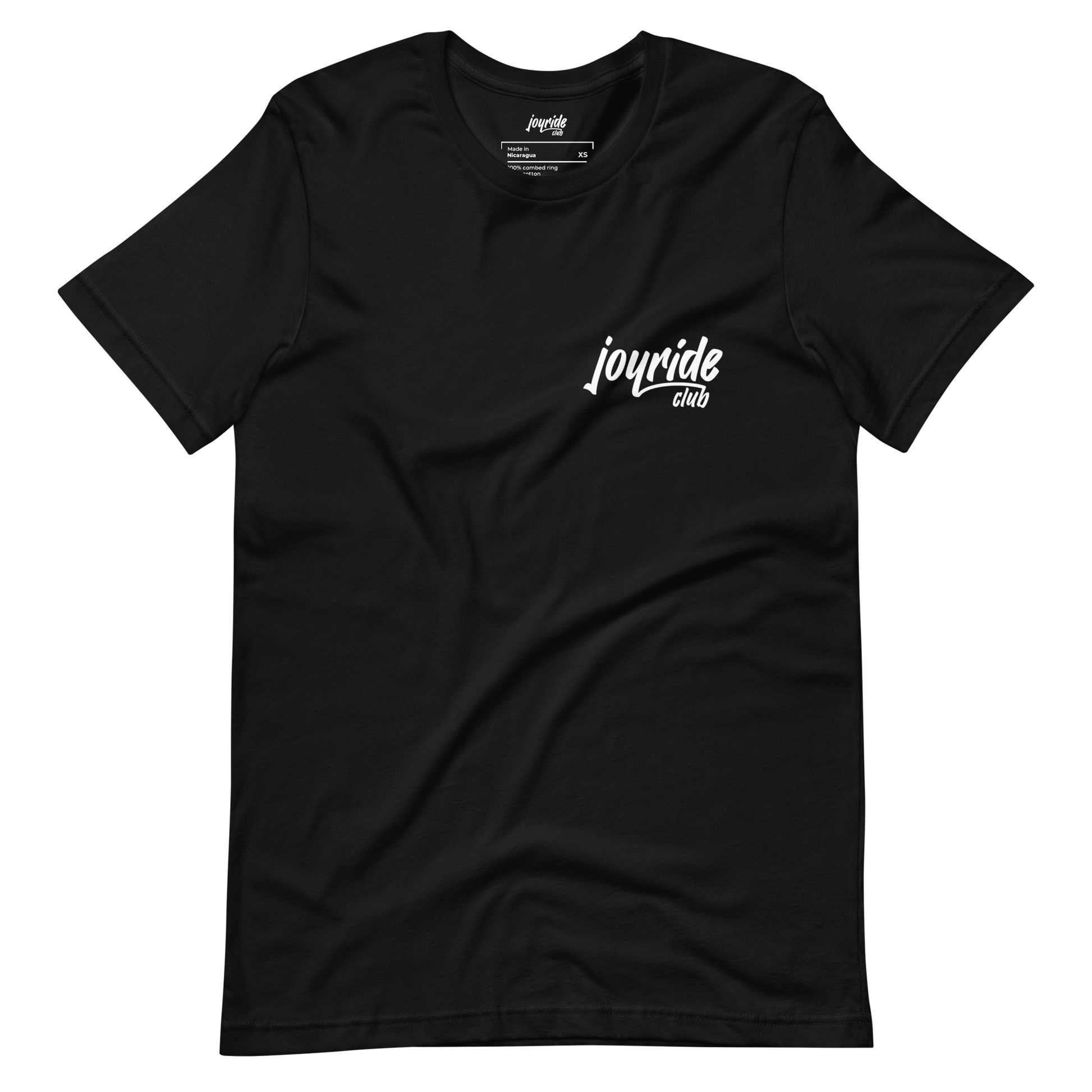 joyride club t shirt for car enthusiasts and lovers, front, black