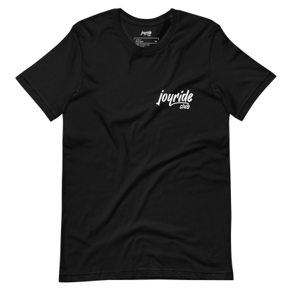 joyride club t shirt for car enthusiasts and lovers, front, black