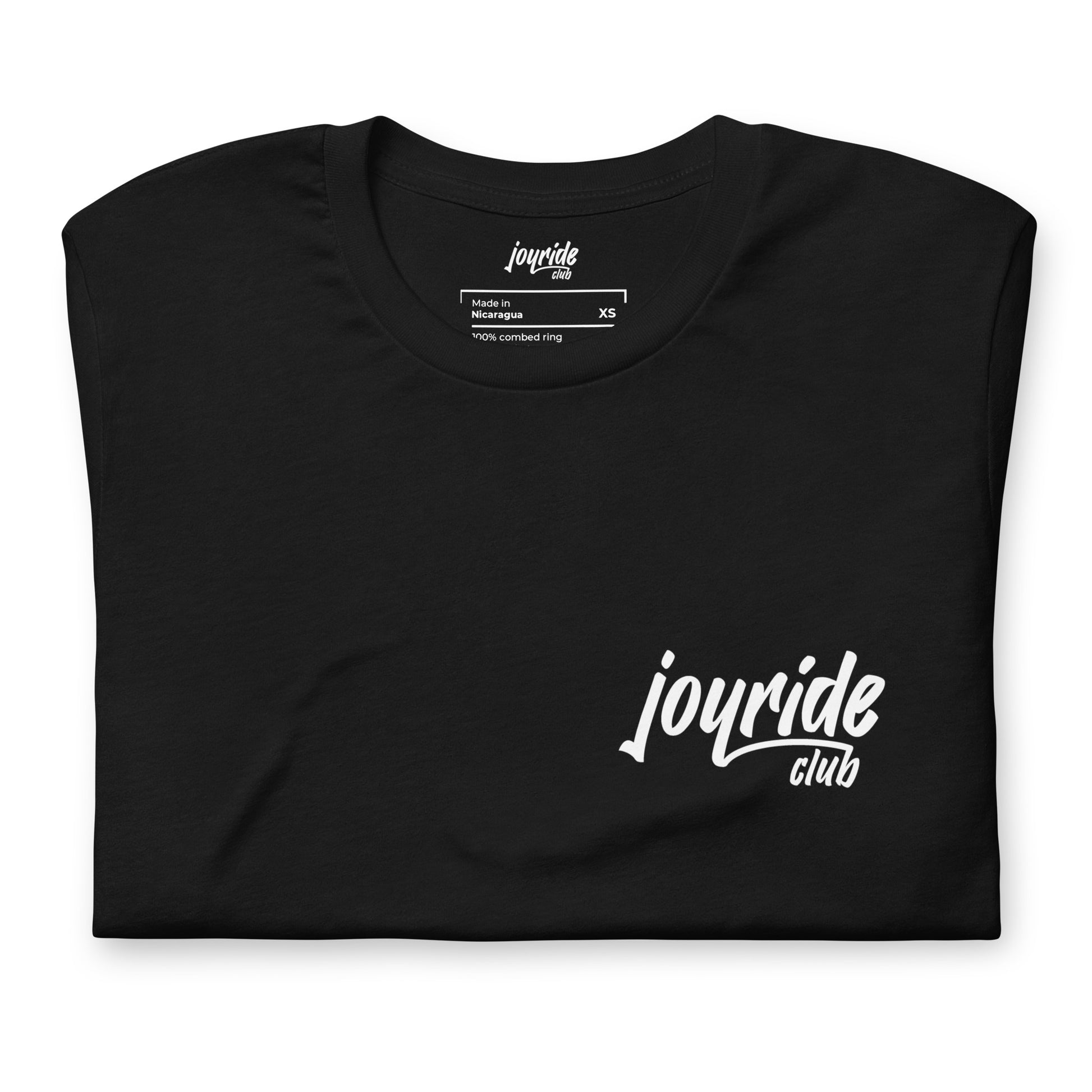 joyride club t shirt for car enthusiasts and lovers, front, black