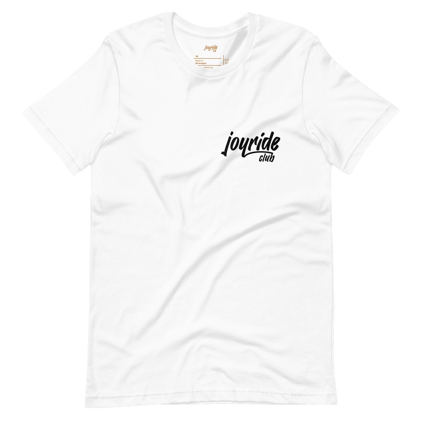 joyride club t shirt for car enthusiasts and lovers, front, white